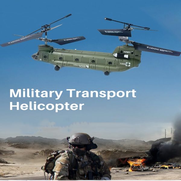 Remote Control Helicopter, S026H Military Transport RC Helicopter with Altitude Hold, One Key take Off/Landing, LED Light, Low Battery Reminder, Army Helicopter Aircraft Toys - Image 6