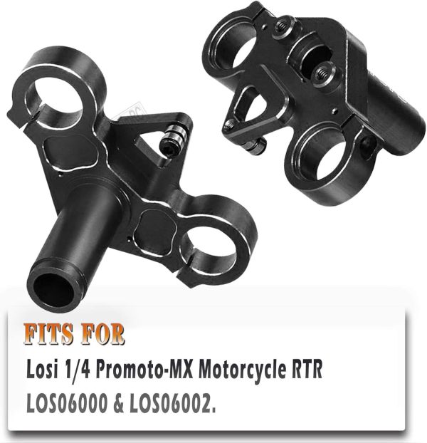 Aluminum 7075 Triple Clamp Set Upgrades Part for Losi 1/4 Promoto MX Motorcycle Dirt Bike RTR FXR LOS06000 LOS06002,Black - Image 3