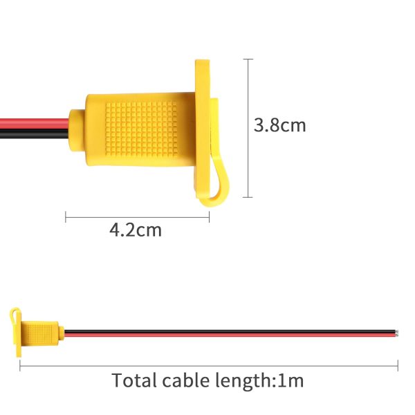 RIIEYOCA XT60 Adapter with Mount Panel Cable 12AWG XT60 Male Plug with Mount Panel to bare wire Power Cable for RC Lipo Battery Solar Panel E-bike Skyzone FPV Monitor Power Supply (1M) - Image 5