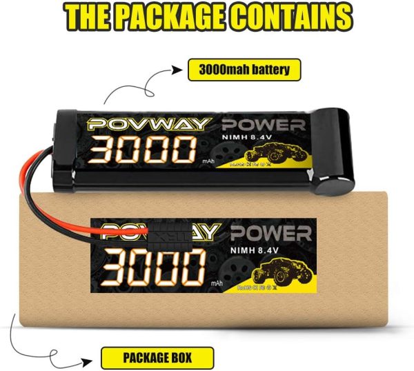 8.4V 3000mAh RC NiMH Battery with Tr Plug for RC Car LOSI Associated HPI Kyosho Tamiya Hobby - 2 Pack - Image 6