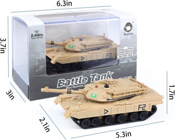 2.4GHz Mini RC Tank Toy with LED and Rotating Turret. The Ultimate Military Toy for Boys and Girls (Yellow) - Image 7