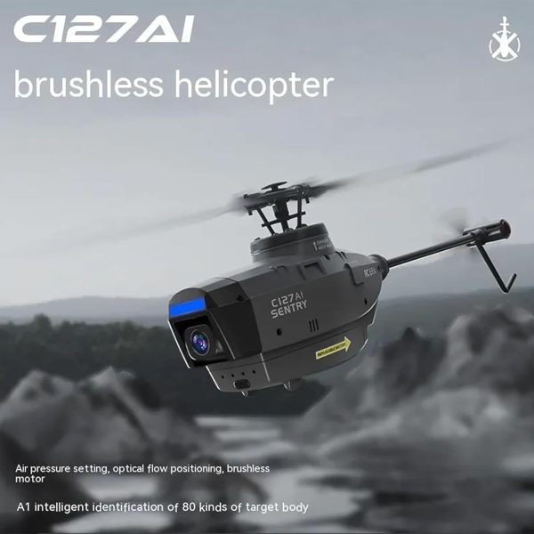 C127AI Scout RC Helicopter with 1080P Camera, 4CH AI Intelligent Remote Control Helicopter with 6-Axis Gyro One Key Take Off/Landing Optical Flow Positioning - Image 3