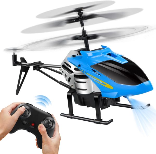 Dolanus RC Helicopters - Remote Control Helicopter Toys: One Key Take-Off/Landing, Automatic Altitude Hold, LED Light & 3.5 Channel Gyro Stabilizer, Flying Toys - Gift for Boys/Girls Kids Adults, Blue - Image 2