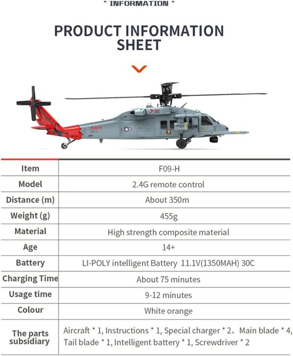 RC Helicopter with GPS for Adults, YU Xiang F09-H SH60 2.4G 8CH Brushless Motor RC Military Helicopter, 6G/3D Stunt Copter RC Aircraft Model with Controller - Image 9