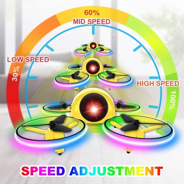 Dwi Dowellin Mini Drone，Long Flight Time Small Flying Toys Drones of for Kids with LED Blinking Light One Key Take Off Spin Flips RC Quadcopter Toys Drones for Beginners Boys and Girls, Yellow - Image 8