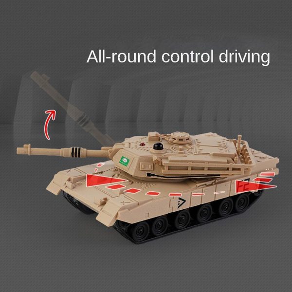 2.4GHz Mini RC Tank Toy with LED and Rotating Turret. The Ultimate Military Toy for Boys and Girls (Yellow) - Image 4