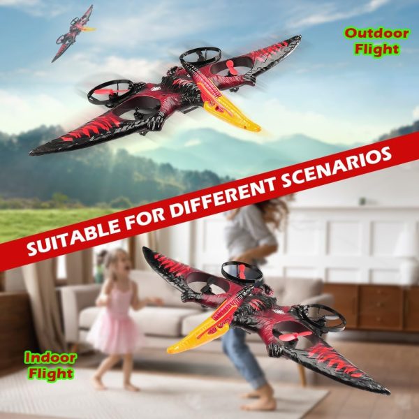 Dragon Remote Control Airplane,RC Plane Dinosaur 2.4G 6-Axis Gyro EPP Foam RC Aircraft One Key Take Off 360 Rotation Easy to Fly RC Glider Flying Toys for Kids & Beginners (Red) - Image 5