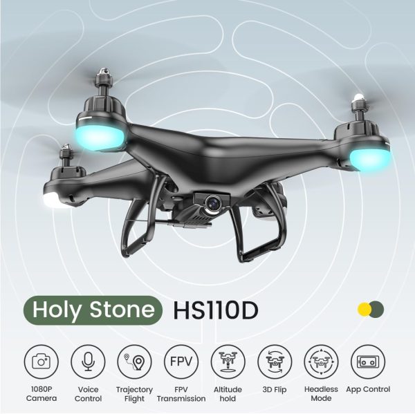 Holy Stone HS110D FPV RC Drone with 1080P HD Camera Live Video 120°Wide-Angle WiFi Quadcopter with Gravity Sensor, Voice & Gesture Control, Altitude Hold, Headless Mode, 3D Flip RTF 2 Batteries - Image 5