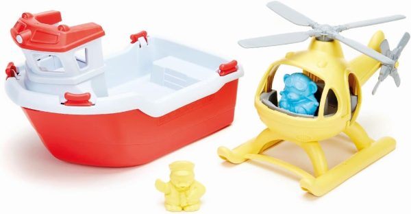 Green Toys Rescue Boat with Helicopter Red, 1 EA - Image 9