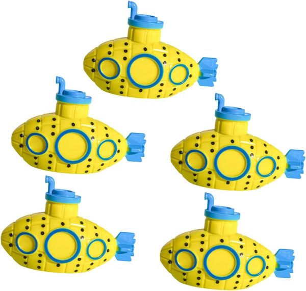 5 Pieces Mini Submarine Fish Tank Ornament 2x1.3inch for Aquarium Landscape Lightweight PVC Material Kids Toy, Yellow - Image 7