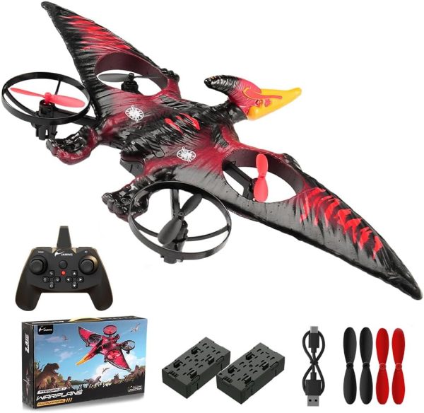 Dragon Remote Control Airplane,RC Plane Dinosaur 2.4G 6-Axis Gyro EPP Foam RC Aircraft One Key Take Off 360 Rotation Easy to Fly RC Glider Flying Toys for Kids & Beginners (Red) - Image 2