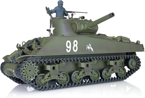 Heng Long RC Tank 2.4G 1/16 Scale 7.0 Plastic Version M4A3 Sherman Smoking Unit Battle Tank Military Transport Vehicles 340° Rotating Turret IR Combat Barrel Model 3898 BB Shooting Airsoft - Image 7