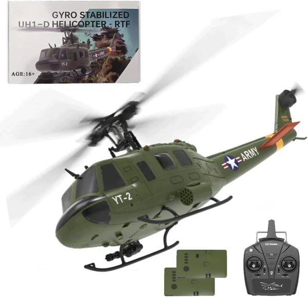 YUXIANG F07 RC Helicopter for Adult, 1/34 Scale 2.4G 6CH Brushless Flybarless Helicopter with 6-Axis Gyro, 6G/3D Stabilized Aircraft for UH-1 Huey (2 Battery) - Image 2