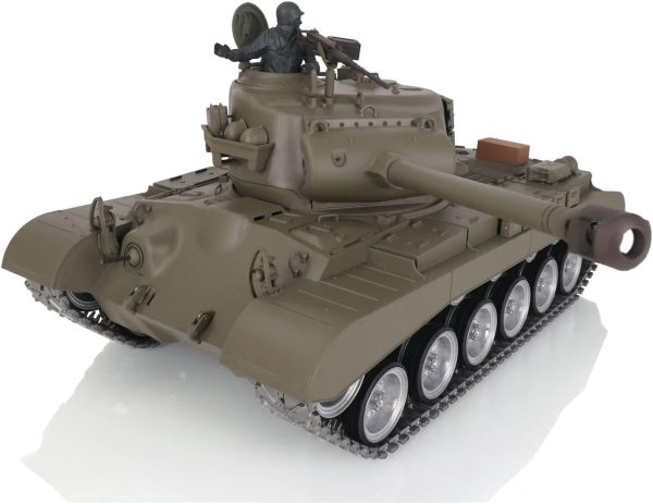 Heng Long RC Tank 1/16 Customized 7.0 M26 Pershing RTR 3838 Idle Smoking Metal Tracks Wheels 360° Rotating Turret Infrared Combat Lifting Barrel Light Sound BB Shooting Airsoft Tank - Image 5