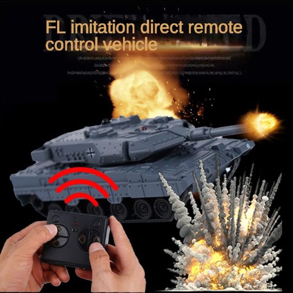 Remote Control Tank, 2.4GHz 9-Channel RC Combat Vehicle with Sound, Lights, Rotating Turret. Children's Military Toy for Boys and Girls (Grey) - Image 3