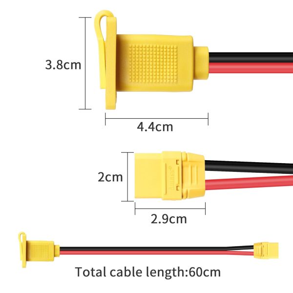 RIIEYOCA XT90 Adapter with Mount Panel Cable 10AWG XT90 Male Plug with Mount Panel to Female Power Cable for RC Lipo Battery Solar Panel E-bike Skyzone FPV Monitor Power Supply (60CM) - Image 6