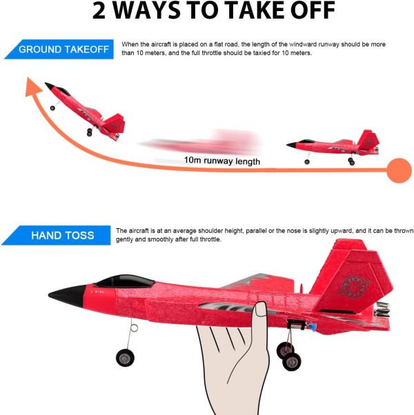 ANTSIR RC Airplane F-35 Remote Control Lightning II Jet Plane, 2.4Ghz Smart Gyro Easy to Fly for Kids Adults Beginners (Red) - Image 7