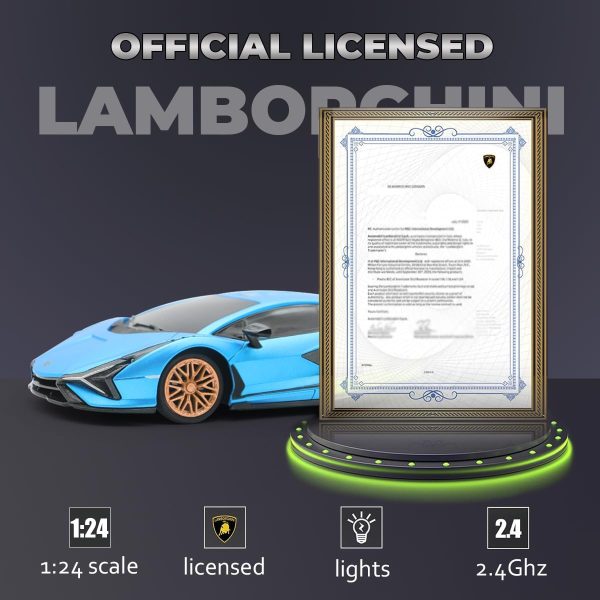 QUN XING Remote Control Car 1:24 Officially Licensed 2.4GHZ Rc Cars Lambo Sport Racing Toy Car for Kids Boys 4-7 Years Birthday Gift, Blue - Image 4