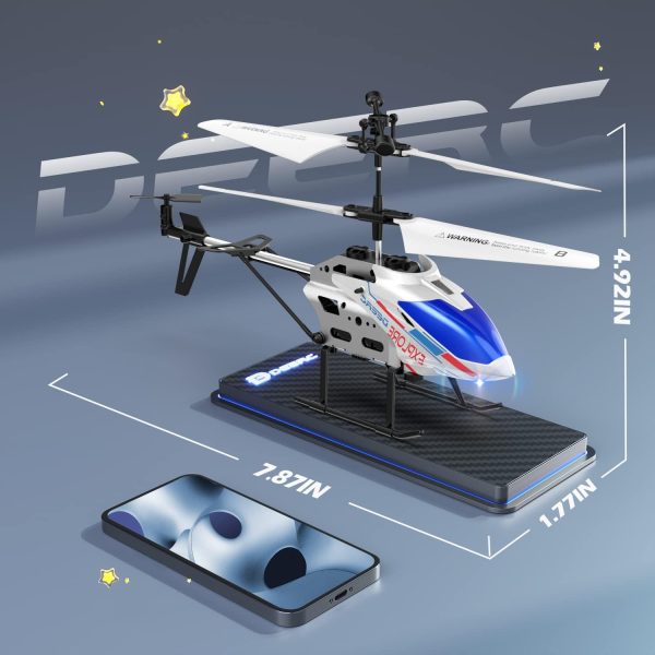 DEERC Remote Control Helicopter, 3.5 CH Altitude Hold RC Helicopters w/Gyro for Beginner, 2 Shells LED Light One Key Take Off/Landing, 2.4GHz Aircraft Indoor Flying Toy for Kids Boys Girls - Image 7