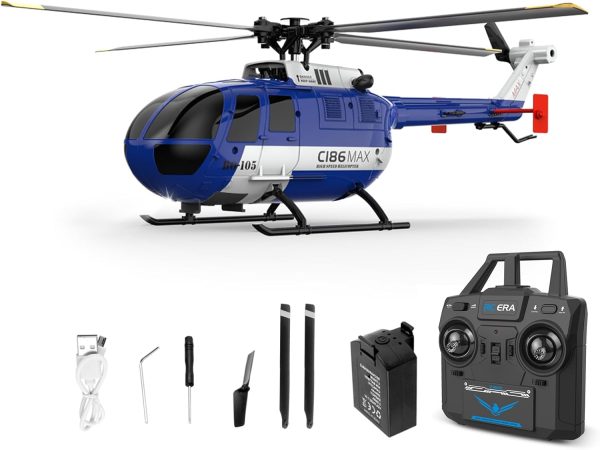 C186max Remote Control Helicopter New Upgrades 6-axis Gyroscope 2.4G 4CH Single Propeller Aileron Free RC Helicopter with Optical Flow Positioning Low Voltage Alarm One Click Function (3 Battery) - Image 2