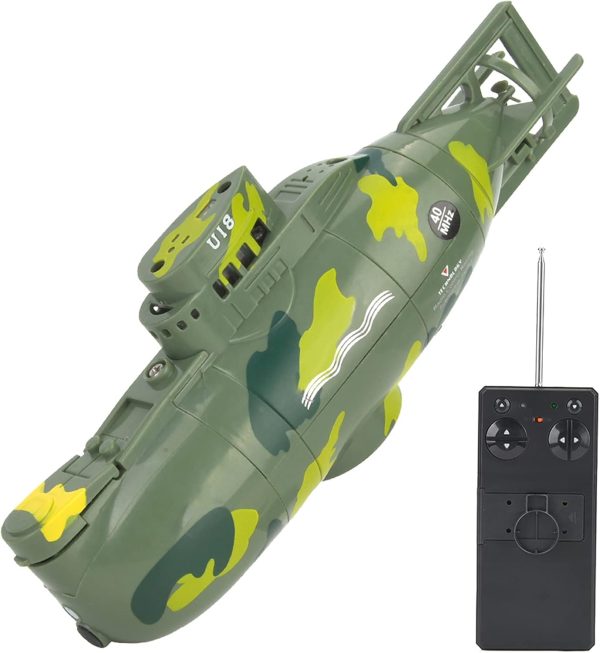 Naroote Mini RC Submarine Toy, Remote Control Submarine, Mini Simulation Military Remote Control 6 Channel Submarine Toy Model (Green) - Image 2