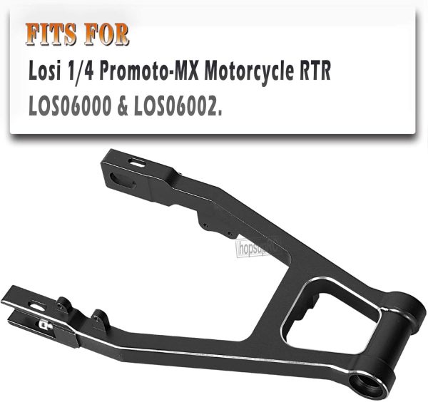 Upgrades Parts Aluminum 7075 Rear Swing Arm Adjustable Wheelbase for LOSI 1/4 Promoto MX Motorcycle Off-Road Vehicle RTR FXR LOS06000 LOS06002，(Larger Inner Bearing),Black - Image 3