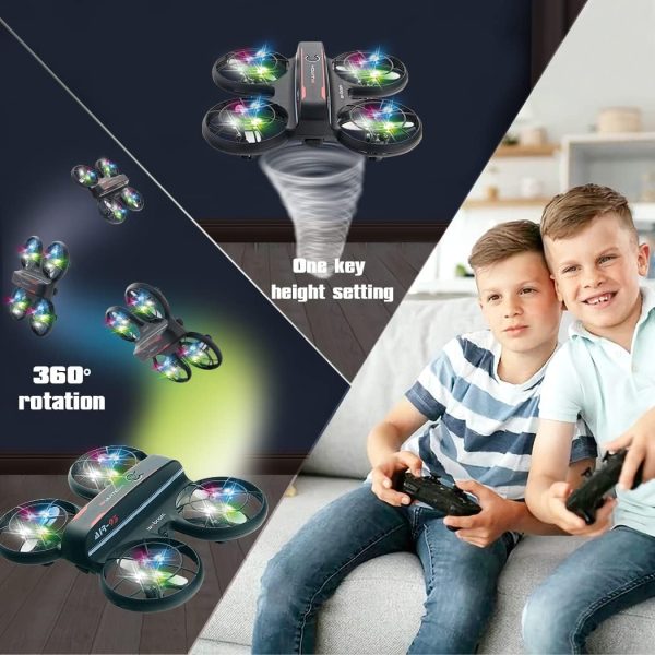 RC Drone with Altitude Hold and Headless Mode,Quadcopter with Blue&Green Light,Propeller Full Protect,2 Batteries and Remote Control,Easy to fly Kids Gifts Toys for Boys and Girls - Image 4