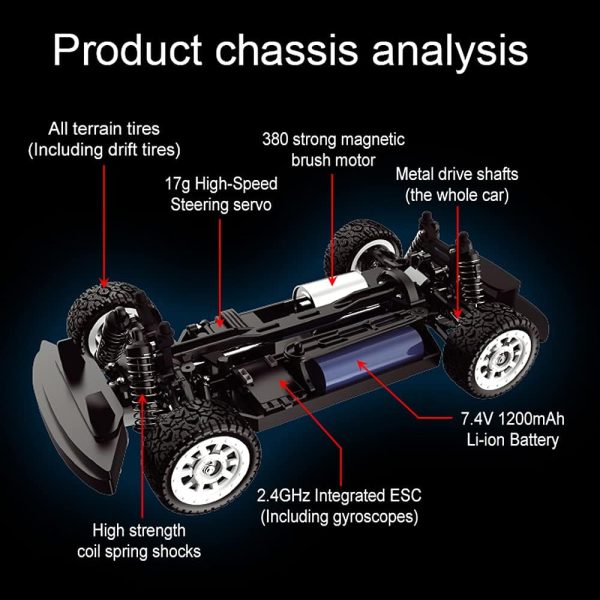 Mostop RC Drift Car for Adults 20MPH High Speed RC Drift Racing Car, 4WD 2.4Ghz Remote Control Car,Throttle & Steering Control RC Car for Drift and Race,1/16 RTR Drift RC Cars with Light - Image 6