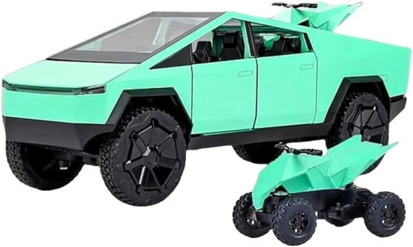 EROCK 1:24 Pickup Truck Off-Road Alloy car Model Toys,with Small Motorbike Toy, Sound and Light Function, Adults and Children are Suitable for Toy Gifts,Collectibles, Decorations. (1:24 Pickup Green) - Image 2