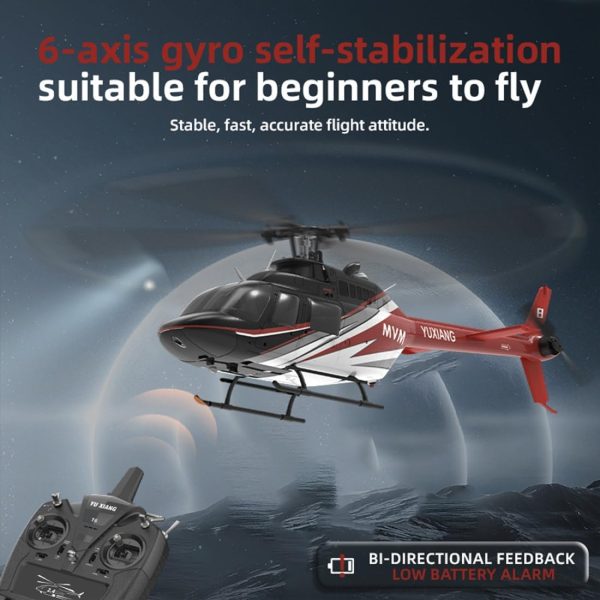 F08 Bell206 RC Helicopter for Adult, 1/27 Scale 6CH Brushless Direct-Drive Flybarless Helicopter Model with 6-Axis Gyro, 3D/6G RC Aircraft Model Toys (2 Batteries) - Image 7