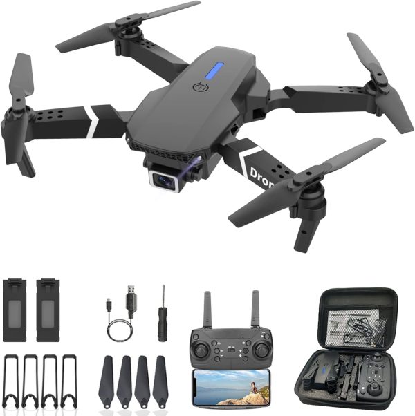 Drone With 1080P Camera for Adults Beginners Kids, Foldable RC Quadcopter, Toys Drone, 1080P FPV Video, 2 Batteries, Carrying Case, One Key Start, Headless Mode, Waypoints fly, 360° Flips - Image 2