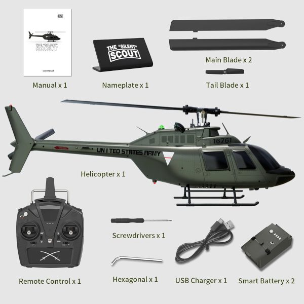 Carmanon Ultra-high Simulated RC Helicopter - 27:1 Scale Model Collectable Remote Control Helicopter with Auto-Hover for Adults, Beginners, Bell OH-58 - Image 8