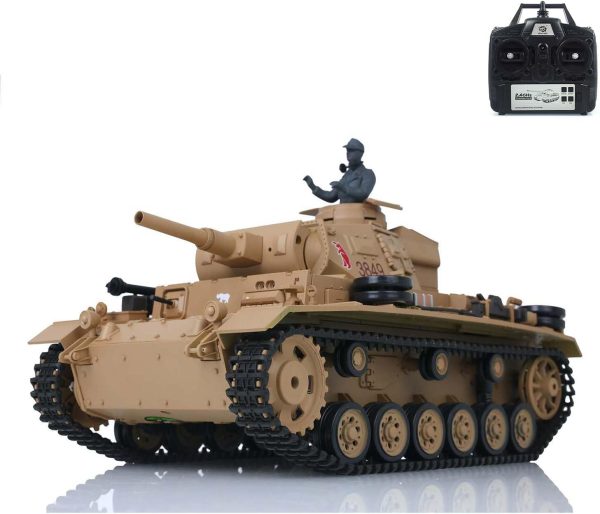 2.4G Heng Long Tank 1/16 7.0 Plastic German Panzer Iii H RTR RC Tank Model 3849 Infrared Combat 340° Rotating Turret BB Shooting Airsoft Tank BB Pellets Idle Smoking Generator Equipped - Image 2