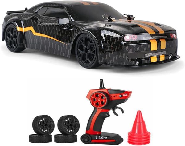 RC Drift Car 1/14 Scale RC Car RTR Remote Control Race Cars Drifting Toy for Boys Kids 4WD 30KM/H RC Vehicle with LED Lights Drift Tires + Racing Tires - Image 2