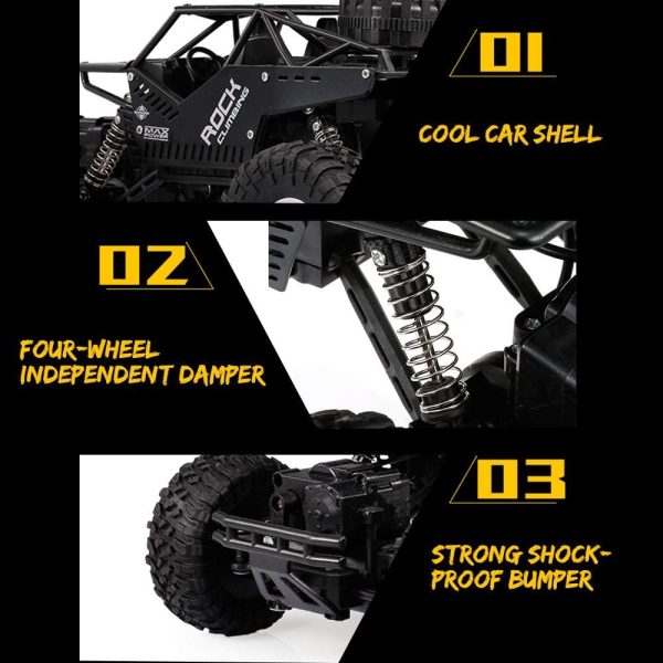 GoolRC RC Car for Kids, 2.4Ghz Remote Control Car, 1:16 Scale 4WD RC Rock Crawler with Dual Motor, All Terrain Off-Road Truck Climbing Car for Boys and Girls (Black) - Image 8