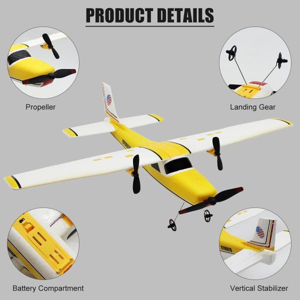 fisca RC Plane Remote Control Cessna 182 Airplane, 2.4Ghz 2CH Foam Drone Ready to Fly Aircraft Toy for Kids and Adults - Image 5