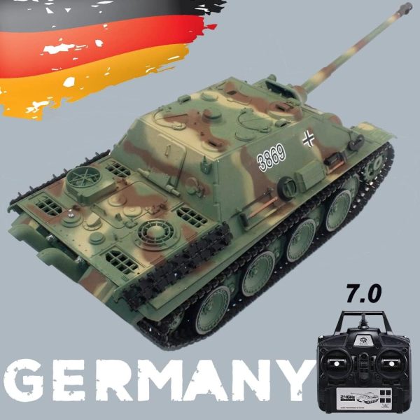 German Jagdpanther Remote Control Tank Anti-Tank Fighter Vehicle Multi-functional RC War Truck 1/16 Scale TK7.0 Infrared System Steel Gearbox Simulated Airsoft BB Shooting (Standard RC Tank) - Image 3