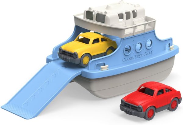 Green Toys Ferry Boat with Mini Cars Bathtub Toy, Blue/White, Standard - Image 2