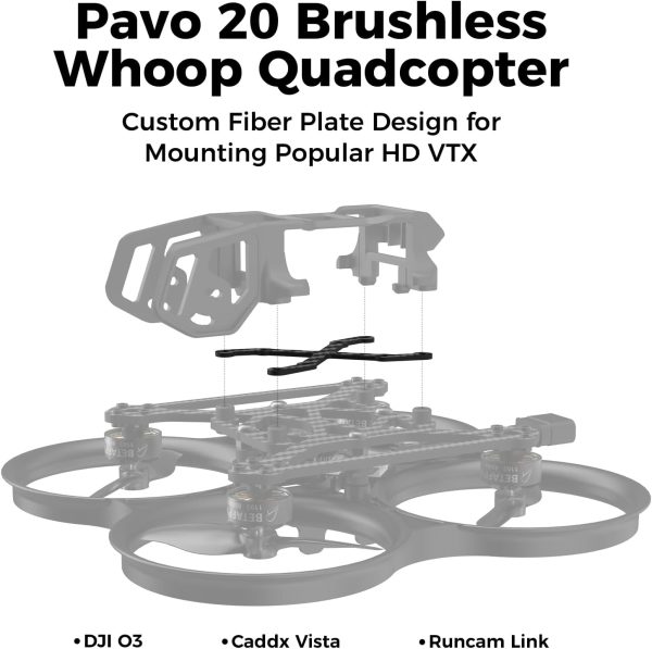 BETAFPV Pavo20 Brushless Whoop Quadcopter with HD Digital Bracket, PA12 Material, F4 2-3S 20A FC, 1103 8500KV Motor, COB LED Strip, Compatible for DJI O3 for FPV Racing Indoor and Outdoor - Image 6