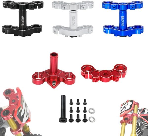 Aluminum RC Triple Clamp Set Upgrades Parts for 1/4 LOSI Promoto-MX Motorcycle RTR Dirt Bike ，Replace # LOS264004 (Red) - Image 7