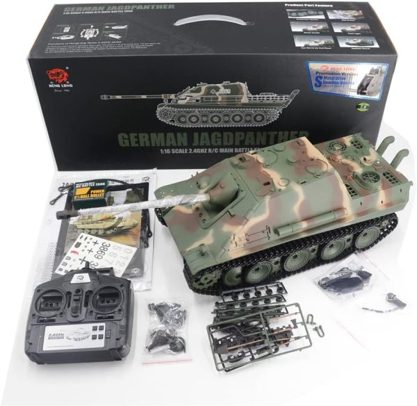 German Jagdpanther Remote Control Tank Anti-Tank Fighter Vehicle Multi-functional RC War Truck 1/16 Scale TK7.0 Infrared System Steel Gearbox Simulated Airsoft BB Shooting (Standard RC Tank) - Image 2