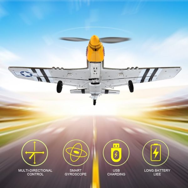 RC Plane for Adults and Kids, 4 Channel Remote Control Airplane with Aileron, Aerobatic P51 Mustang Fighter with 3 Modes Stabilization System for Beginners Learning to Fly - Image 7