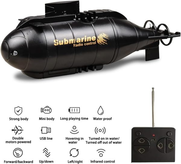 YEIBOBO ! 6 Channels Mini RC Submarine Toy (Black) - Image 6