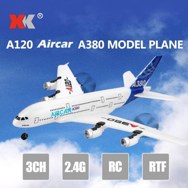 GoolRC RC Airplane, WLtoys XK A120 A380 Aircar Model Plane, 3CH 2.4G Remote Control Airplane, EPP Fixed-Wing RC Aircraft RTF Toy for Kids and Adults - Image 3