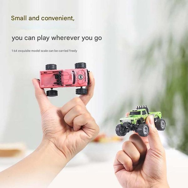 Mini Rc Monster Truck, Mini Monster Trucks, 1:64 Scale Monster Truck Remote Control Car with Lights, Mini Rc Truck with Trailer, Mini Drift Rc Car, 2.4ghz Remote Control (Gray) - Image 6