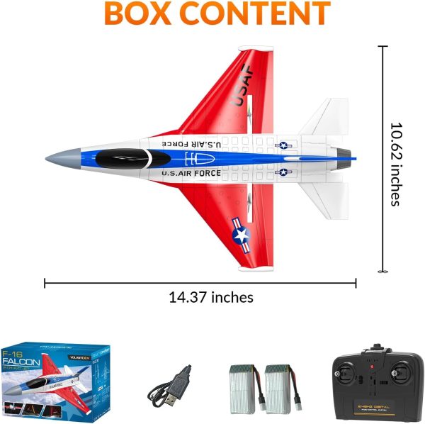 VOLANTEXRC RC Plane F-16 Fighting Falcon - 2.4Ghz 2CH Remote Control Airplane Jet Fighter Ready to Fly with Cool Lights, for Beginners, Boys and Girls (762-4) - Image 6