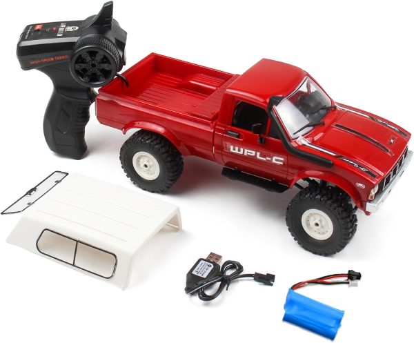 RC Crawler 1/16 Scale RC Rock Crawler, WPL C24 All Terrain RC Car RTR 4x4 Off-Road Remote Control Trucks with LED Lights and Two Batteries for Kids and Adults - Image 5