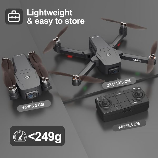 GPS Drone with Camera for Adults 4k, Auto Return Brushless Motors Drones for Adults Beginners 2 Camera FPV RC Drones Foldable Quadcopter Follow Me Circle Fly Under 249g TT36 with Carrying Bag - Image 8