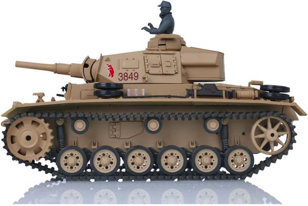 2.4G Heng Long Tank 1/16 7.0 Plastic German Panzer Iii H RTR RC Tank Model 3849 Infrared Combat 340° Rotating Turret BB Shooting Airsoft Tank BB Pellets Idle Smoking Generator Equipped - Image 3