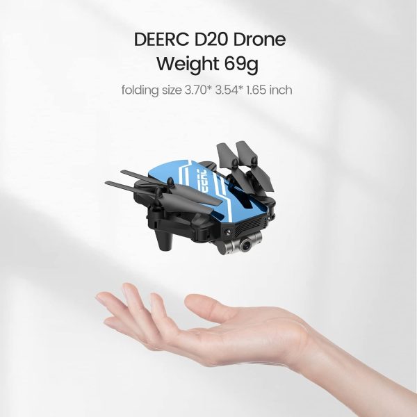 DEERC D20 Mini Drone with Camera for Kids, Remote Control Toys Gifts for Boys Girls with Voice Control, Gestures Selfie, Altitude Hold, Gravity Control, One Key Start, 3D Flips 2 Batteries, Blue - Image 7